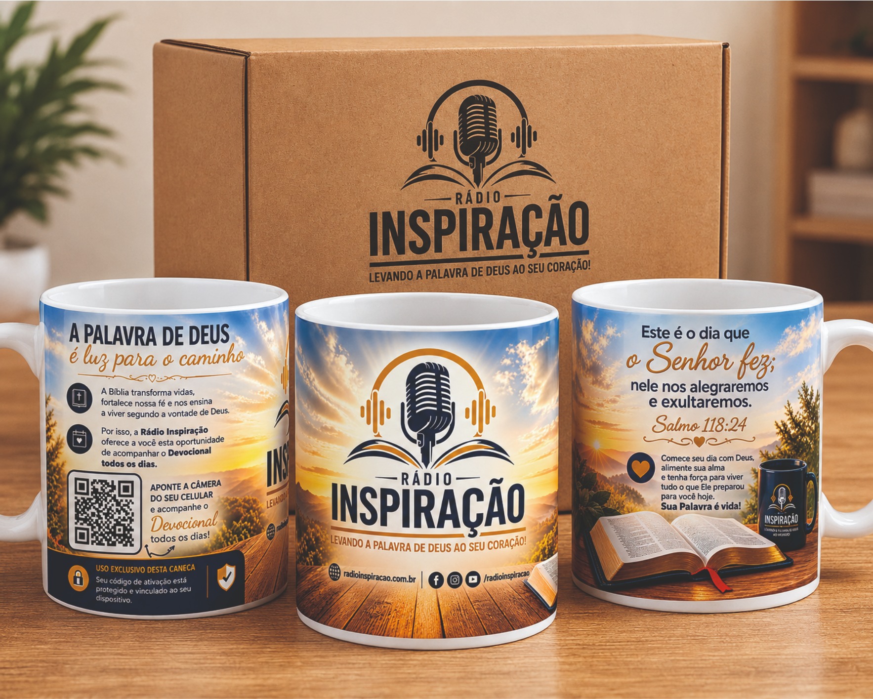 Kit com 03 Canecas Interativas Devocionais